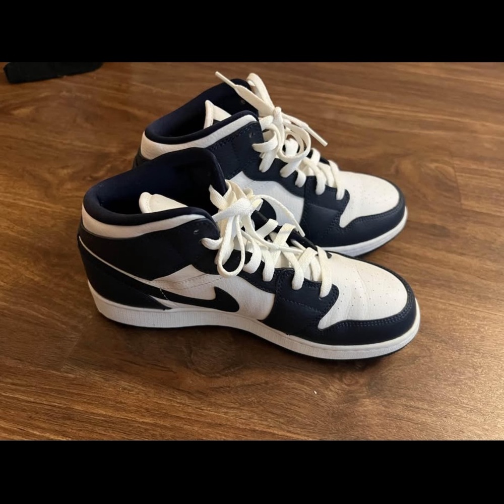 Nike White and Blue High-Top Sneakers